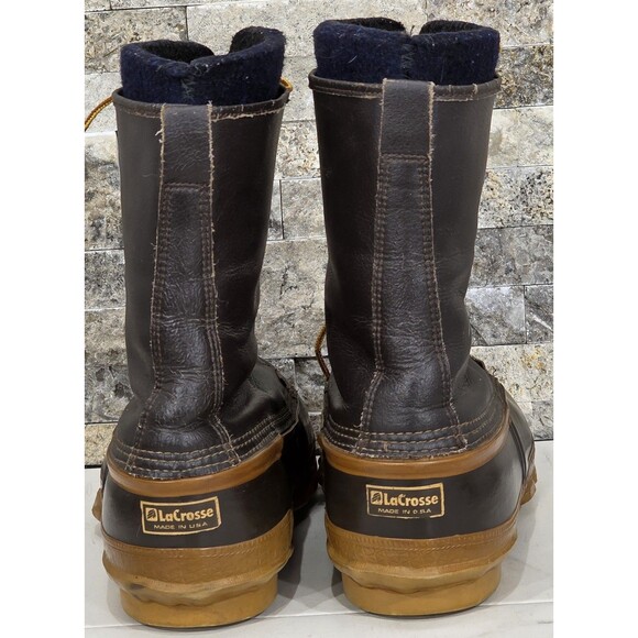 VTG LaCrosse Men's Duck Boot Waterproof Insulated Leather Work Winter Brown 12 - Picture 6 of 13
